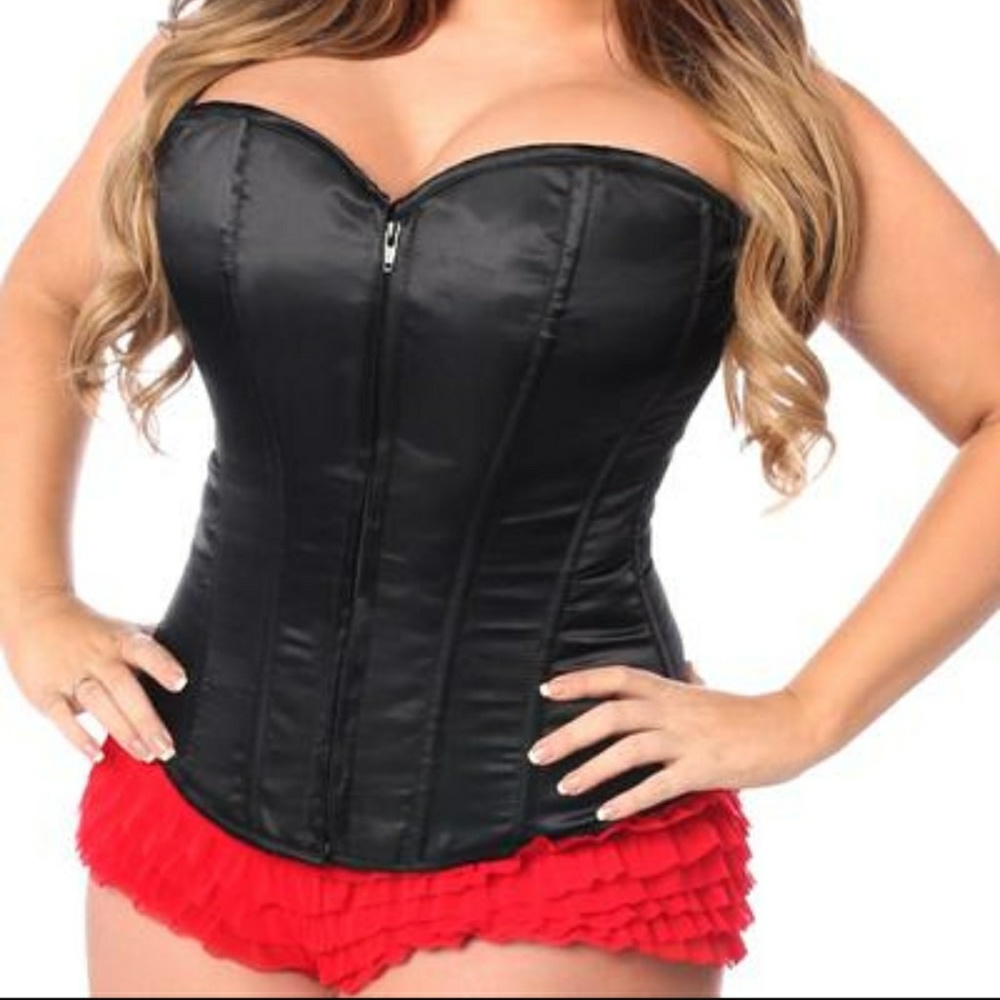 Black zip front corset